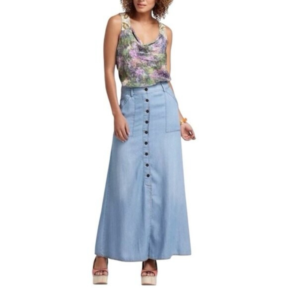 Blue Denim Maxi Skirt